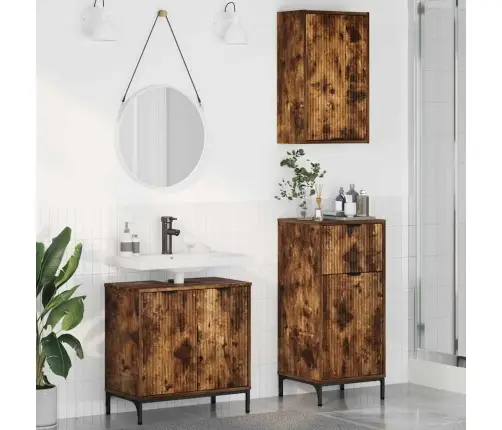 Vannas Istabas Mēbeļu Komplekts 3 Pcs Dūmakaina Ozolkoka Vidaxl Vannas Istabas Mēbeļu Komplekts 3 Pcs Dūmakaina Ozolkoka Vidaxl