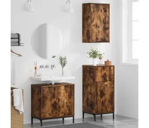 Vannas Istabas Mēbeļu Komplekts 3 Pcs Dūmakaina Ozolkoka Vidaxl Vannas Istabas Mēbeļu Komplekts 3 Pcs Dūmakaina Ozolkoka Vidaxl