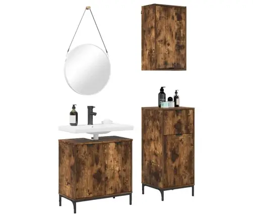 Vannas Istabas Mēbeļu Komplekts 3 Pcs Dūmakaina Ozolkoka Vidaxl Vannas Istabas Mēbeļu Komplekts 3 Pcs Dūmakaina Ozolkoka Vidaxl