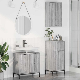 Vannas Istabas Mēbeļu Komplekts 3 Pcs Pelēka Sonomas Ozola Vidaxl