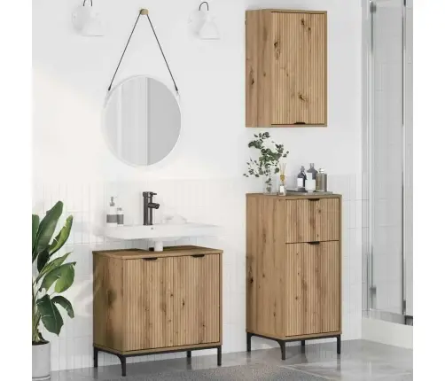 Vonios Baldų Rinkinys Su Stalčių 3 Pcs Amatininkų Ąžuolas