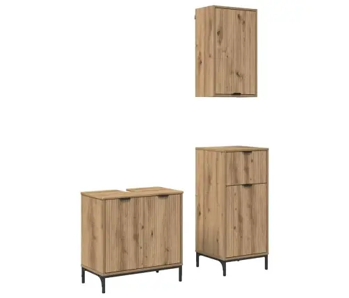 Vonios Baldų Rinkinys Su Stalčių 3 Pcs Amatininkų Ąžuolas