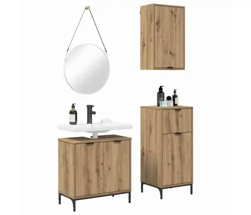 Vonios Baldų Rinkinys Su Stalčių 3 Pcs Amatininkų Ąžuolas