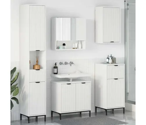 Vannas Istabas Mēbeļu Komplekts Balts Inženierkoks, Metāls Vidaxl