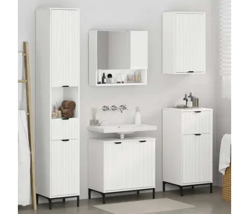 Vannas Istabas Mēbeļu Komplekts Balts Inženierkoks, Metāls Vidaxl