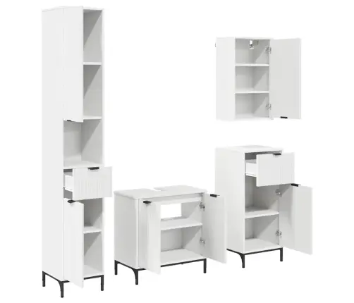 Vannas Istabas Mēbeļu Komplekts Balts Inženierkoks, Metāls Vidaxl