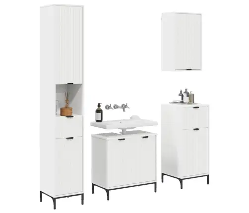 Vannas Istabas Mēbeļu Komplekts Balts Inženierkoks, Metāls Vidaxl