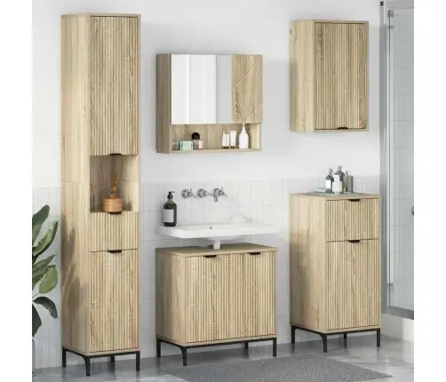 Vonios Baldų Rinkinys Su Stalčių Su Saugykla Sonoma Ąžuolas