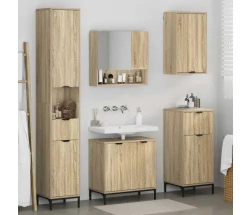 Vonios Baldų Rinkinys Su Stalčių Su Saugykla Sonoma Ąžuolas