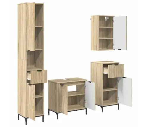 Vonios Baldų Rinkinys Su Stalčių Su Saugykla Sonoma Ąžuolas