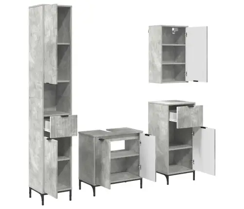 Vannas Istabas Mēbeļu Komplekts Ar Atvilktni Betona Pelēks Vidaxl