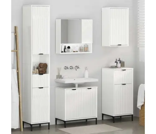 Vannitoa Mööbleset Sahtliga Ladustamisega Kergelt Läikiv Valge