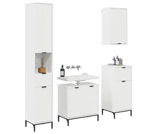 Vannitoa Mööbleset Sahtliga Ladustamisega Kergelt Läikiv Valge