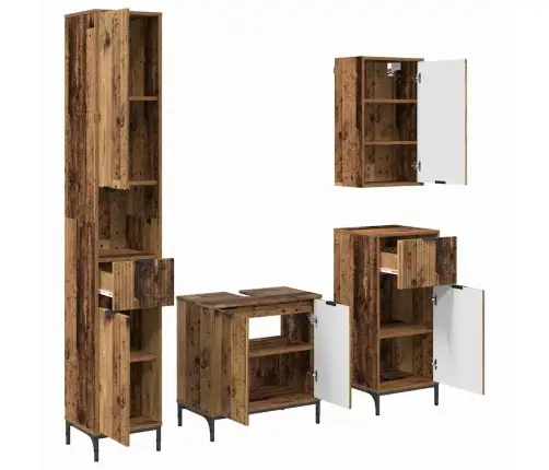 Vannas Istabas Mēbeļu Komplekts Vecs Koks Inženierkoks, Metāls Vidaxl