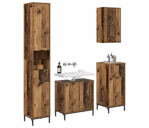 Vannas Istabas Mēbeļu Komplekts Vecs Koks Inženierkoks, Metāls Vidaxl