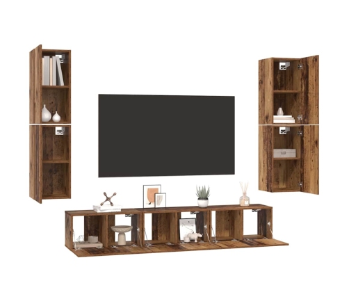 Tv Skapīšu Komplekts 7 Pcs Vecs Koks 80 X 30 X 30.5 Cm Vidaxl