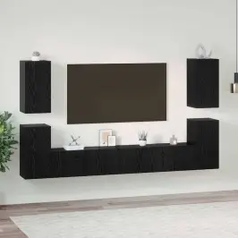 Tv Skapīšu Komplekts 7 Pcs Melns Ozols 60 X 30 X 30 Cm Vidaxl