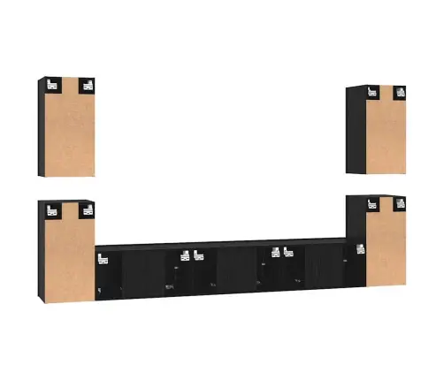 Tv Skapīšu Komplekts 7 Pcs Melns Ozols Inženierijas Koks Vidaxl