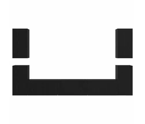 Tv Skapīšu Komplekts 7 Pcs Melns Ozols Inženierijas Koks Vidaxl