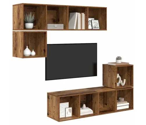 Tv Spintelių Komplektas 4 Pcs Sena Mediena 37 X 37 X 142.5 Cm