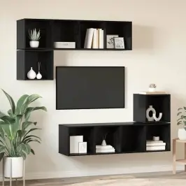 Telerikapi Komplekt 4 Pcs Must Tamm 37 X 37 X 142.5 Cm