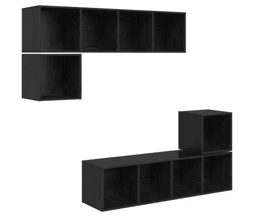 Tv Skapīšu Komplekts 4 Pcs Melns Ozols 37 X 37 X 142.5 Cm Vidaxl