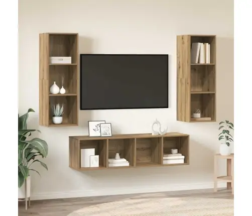 Tv Skapju Komplekts 3 Pcs Amatnieku Ozola 37 X 37 X 142.5 Cm Vidaxl