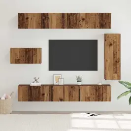 Tv Skapīšu Komplekts 8 Pcs Vecs Koks 30.5 X 30 X 90 Cm Vidaxl