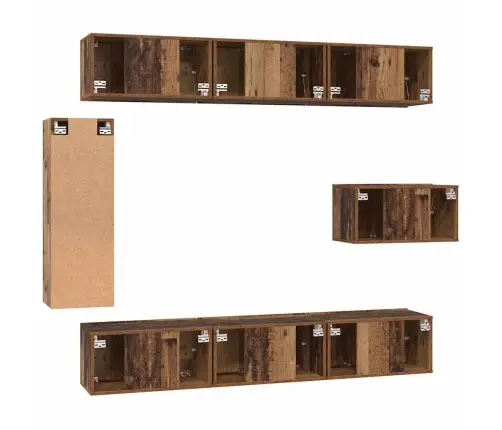 Tv Skapīšu Komplekts 8 Pcs Vecs Koks 30.5 X 30 X 90 Cm Vidaxl