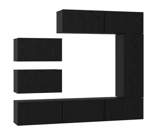 Tv Skapīšu Komplekts 8 Pcs Melns Ozols 30.5 X 30 X 90 Cm Vidaxl