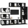 Tv Skapīšu Komplekts 8 Pcs Melns Ozols 30.5 X 30 X 90 Cm Vidaxl