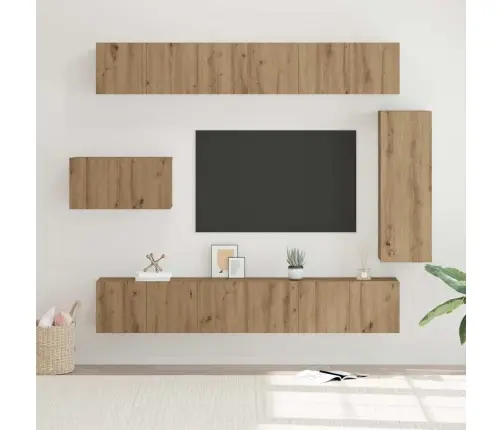 Tv Skapīšu Komplekts 8 Pcs Amatnieku Ozola 30.5 X 30 X 90 Cm Vidaxl