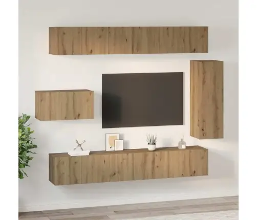 Tv Skapīšu Komplekts 8 Pcs Amatnieku Ozola 30.5 X 30 X 90 Cm Vidaxl