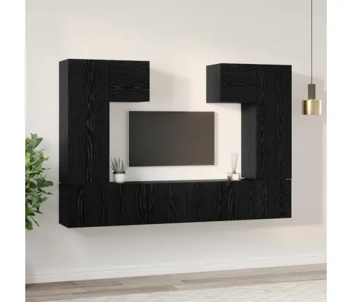 Telerikapi Komplekt 7 Pcs Must Tamm 180 X 30 X 120 Cm Tehispuit