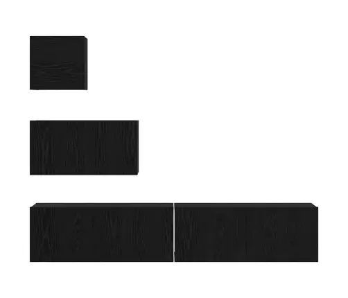 Sienas Tv Skapis Ar Plauktu 4 Pcs Melns Ozols 80 X 30 X 30.5 Cm Vidaxl