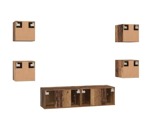 Tv Skapīšu Komplekts 6 Pcs Vecs Koks Vidējs 120 X 30 X 30 Cm Vidaxl