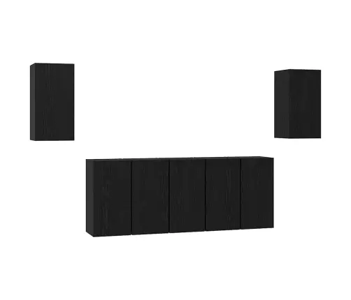 Tv Skapīšu Komplekts 7 Pcs Melns Ozols 30.5 X 30 X 60 Cm Vidaxl Tv Skapīšu Komplekts 7 Pcs Melns Ozols 30.5 X 30 X 60 Cm Vidaxl