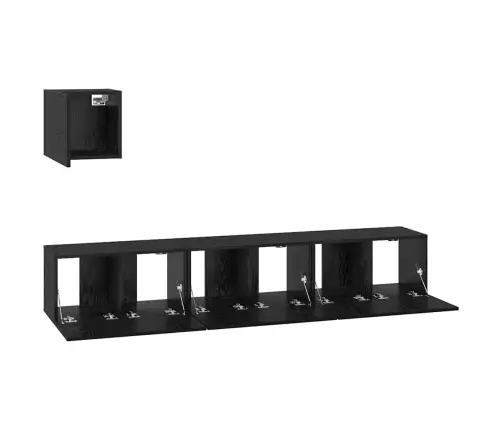 Tv Spintelių Komplektas 4 Pcs Juoda Ąžuolo 60 X 30 X 30 Cm