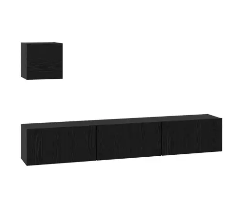 Tv Spintelių Komplektas 4 Pcs Juoda Ąžuolo 60 X 30 X 30 Cm