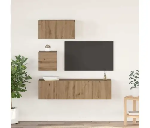 Tv Skapīšu Komplekts 4 Pcs Amatnieku Ozola 60 X 30 X 30 Cm Vidaxl