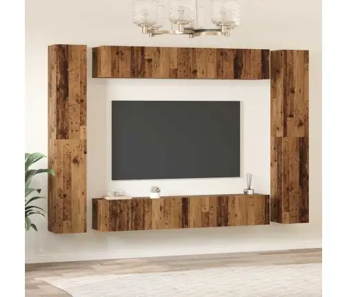 Tv Spintelių Komplektas 10 Pcs Senovinis Medis Apdirbta Mediena