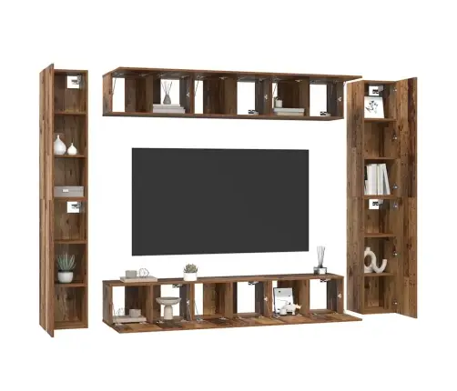 Tv Skapīšu Komplekts 10 Pcs Vecs Koks Inženierijas Koks Vidaxl