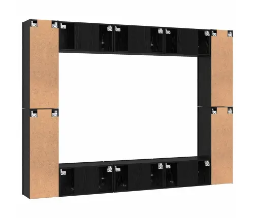 Tv Skapīšu Komplekts Ar Plauktu Cits Ar Uzglabāšanu Ar Durvīm 10 Pcs Melni Ozoli Vidaxl