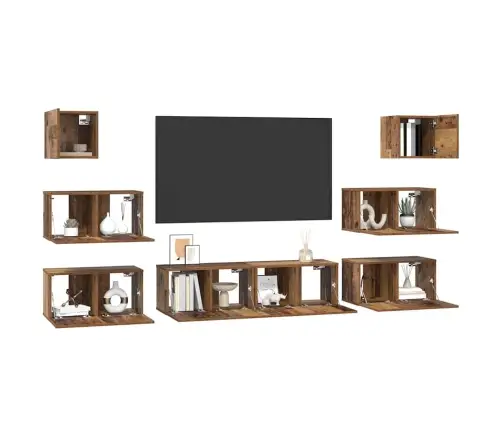 Telerikapi Komplekt 8 Pcs Vana Puit 60 X 30 X 30 Cm Tehispuit