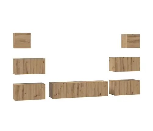 Tv Spintelių Komplektas 8 Pcs Artisano Ąžuolo 60 X 30 X 30 Cm