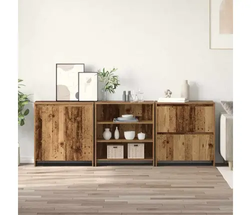 Sānu Skapji 3 Pcs Vecs Koks 70 X 41 X 75 Cm Inženierijas Koks Vidaxl