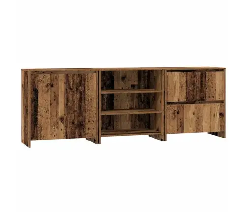 Sānu Skapji 3 Pcs Vecs Koks 70 X 41 X 75 Cm Inženierijas Koks Vidaxl