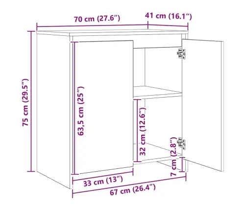 Sānu Skapji 3 Pcs Vecs Koks 70 X 41 X 75 Cm Inženierijas Koks Vidaxl