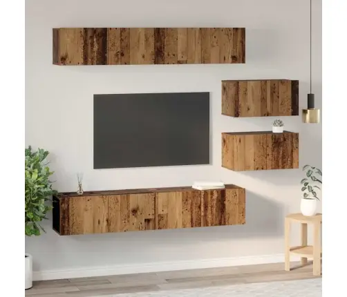 Tv Skapju Komplekts 6 Pcs Vecs Koks Vidējs Inženierijas Koks Vidaxl Tv Skapju Komplekts 6 Pcs Vecs Koks Vidējs Inženierijas Koks Vidaxl