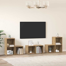 Tv Skapju Komplekts 6 Pcs Artisānā Ozols 37 X 35 X 72 Cm Vidaxl